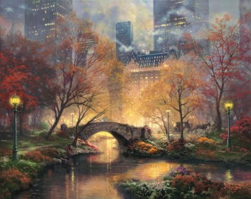 Central Park en automne Thomas Kinkade Peinture à l'huile